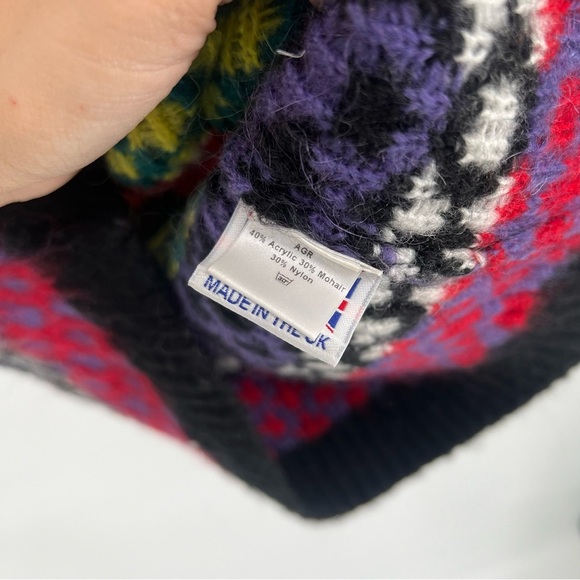 AGR Argyle Knit Colorful Sleeveless Mohair Mini Sweater Vest Dress Small NWT - Picture 7 of 9